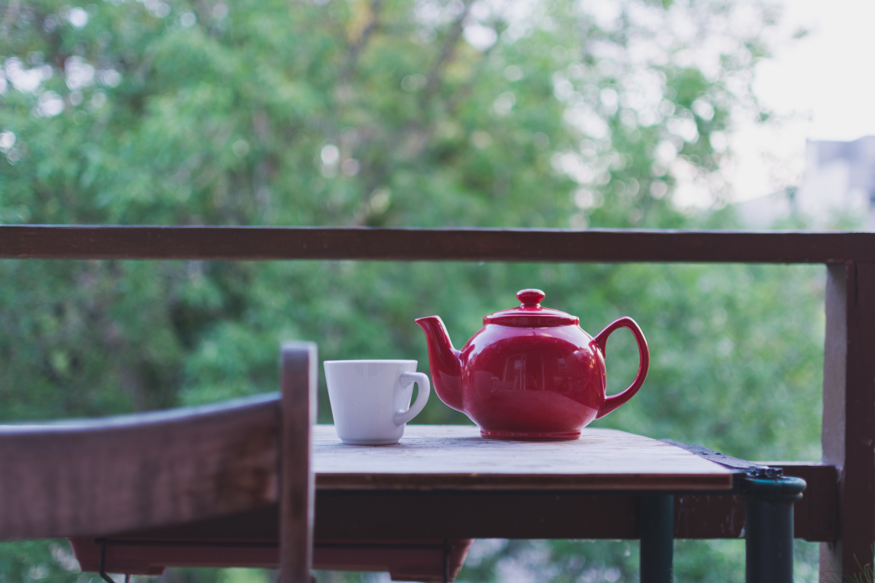 Teapot on the Table Outdoors