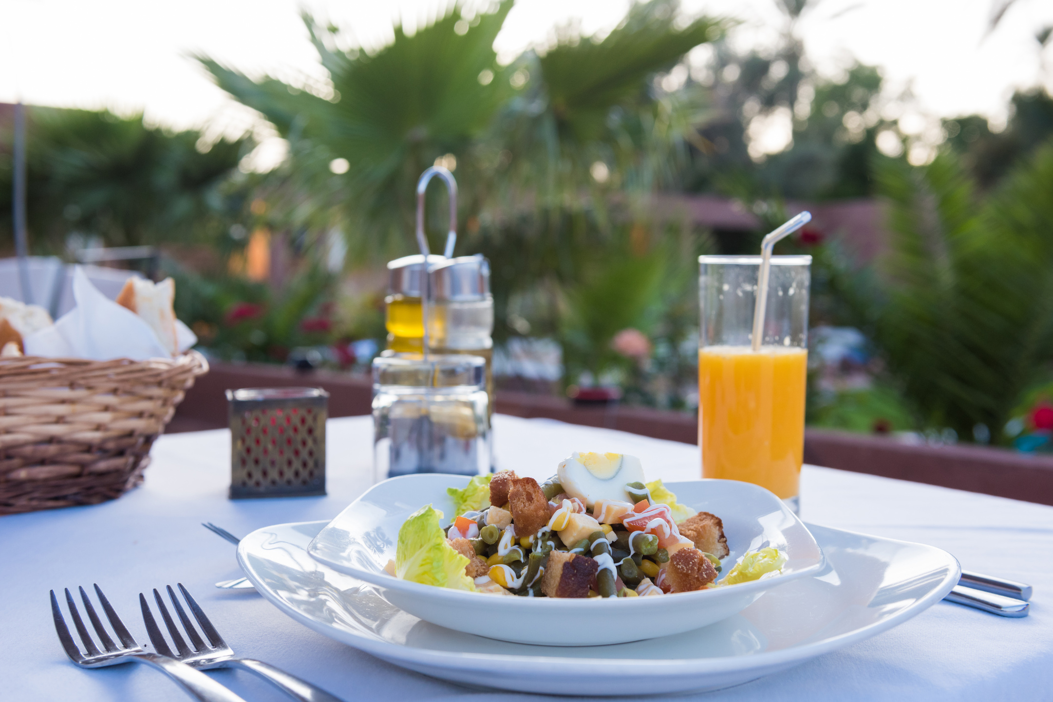 Outdoor dining at an African resort